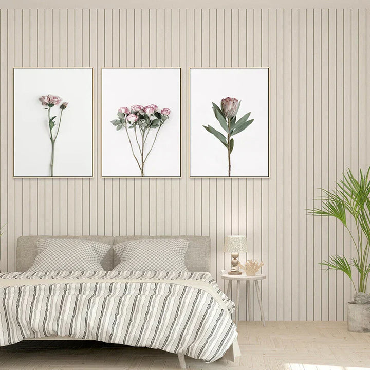 Minimalist Rosa Blomster Botanisk Veggkunst Fine Art Lerretsutskrifter Plakater Elegante Bilder For Nordisk Stue Spiserom Soverom Kunst Dekor | Skanto