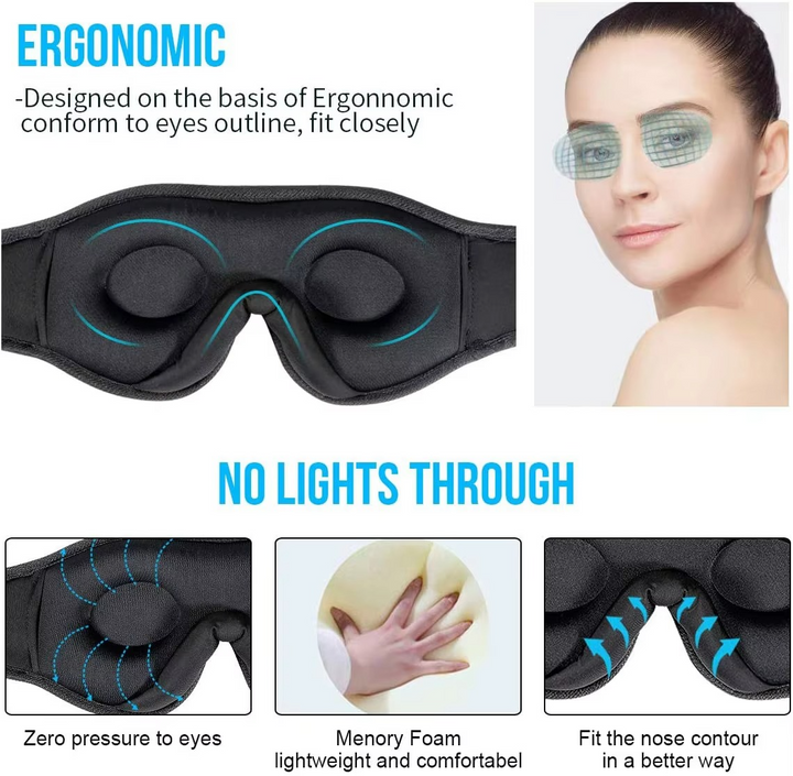 Skanto | Bluetooth sovingenhörlurar med 3D ögonmask och inbyggda HD-högtalare