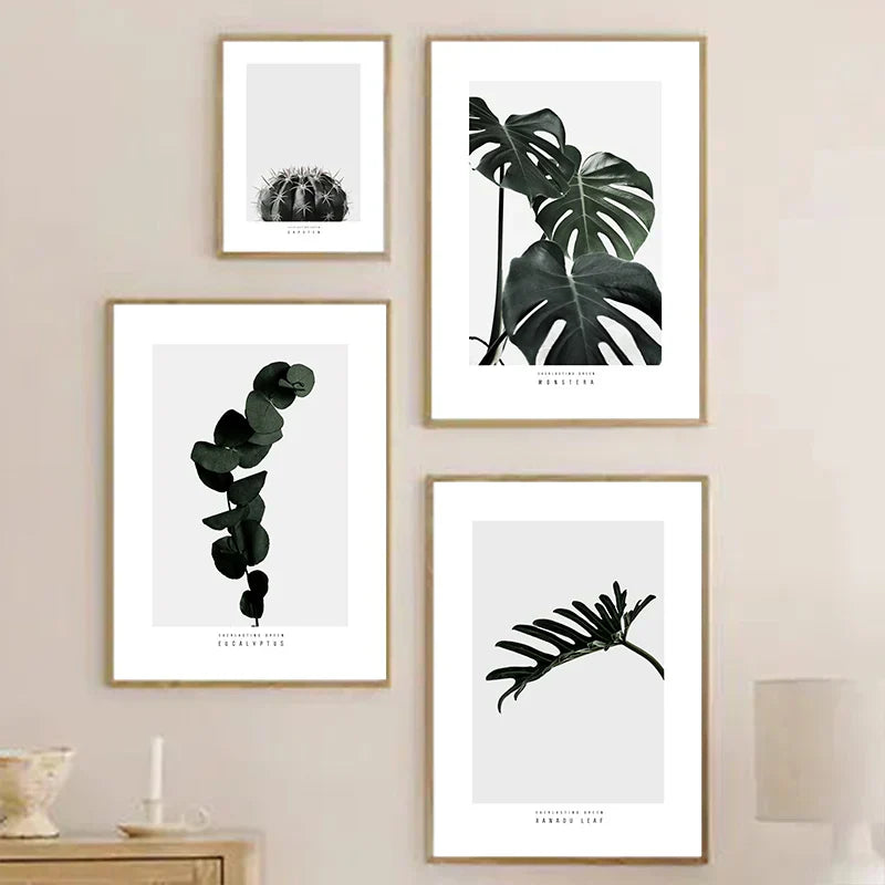 Minimalistiske Grønne Blader Moderne Botaniske Eksemplar Veggkunst Kunstneriske Lerretsutskrifter Galleri Veggbilder For Stue Spisestue Kunst Dekor | Skanto