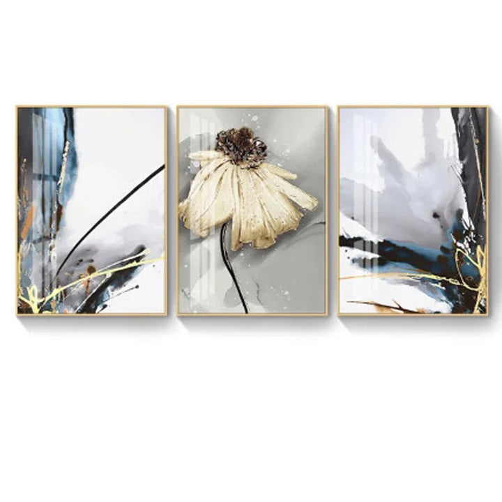 Moderne abstrakte florale veggkunst Fine Art lerrettrykk blå grå botaniske bilder for stue soverom veggkunst dekor | Skanto