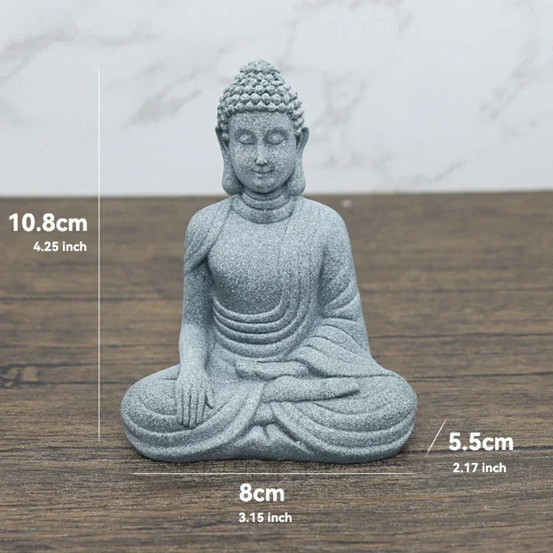 Skanto | Buddha Stein Statue Liten Buddhiste Munker Tibetansk Buddhisme Figurer Zen Hage Ornament Meditasjon Hjem Akvarium Dekorasjon