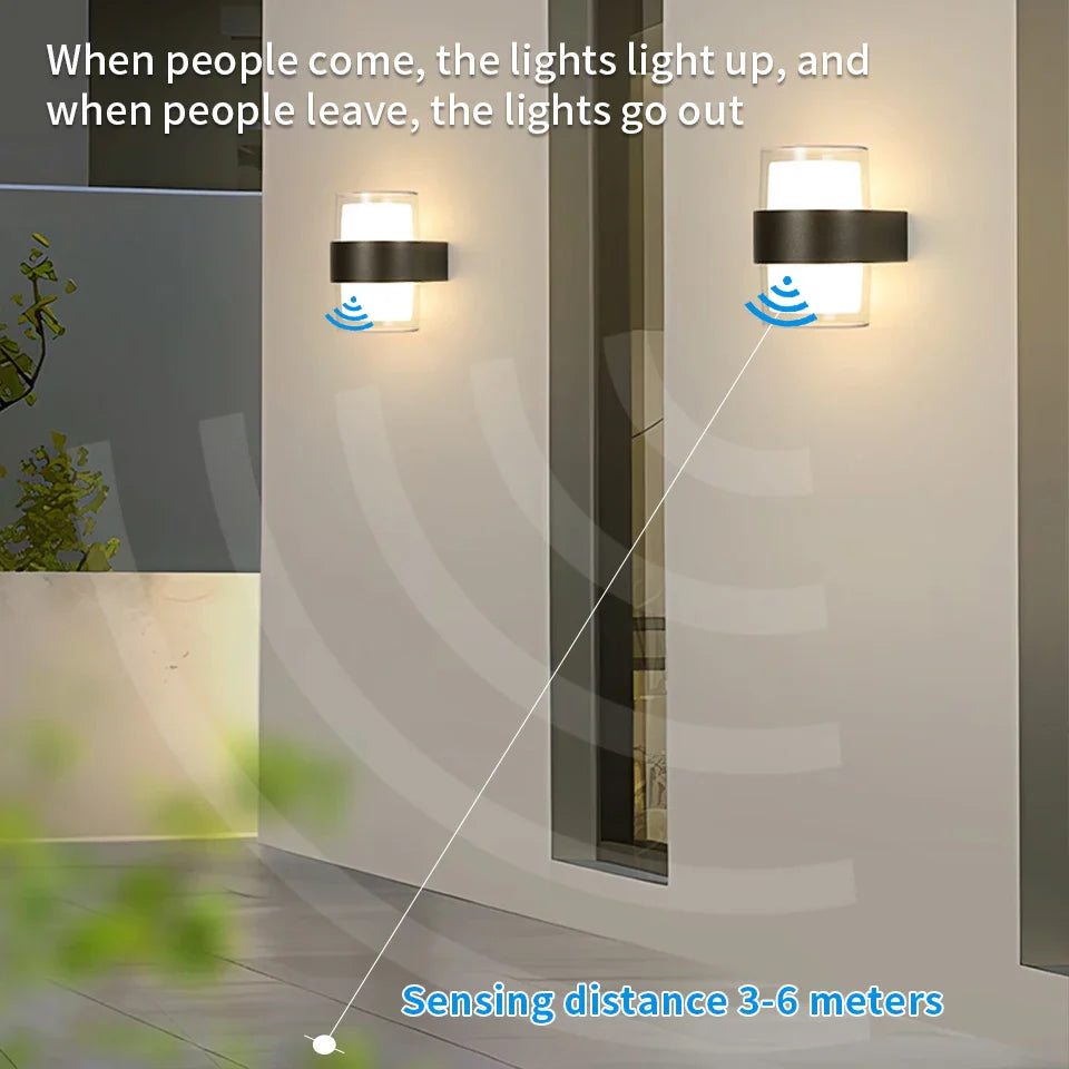 Skanto | LED Utendørs Vegglampe AuroBeam | IP66 Vanntett | Bevegelsessensor & Skumringssensor | 6W / 12W