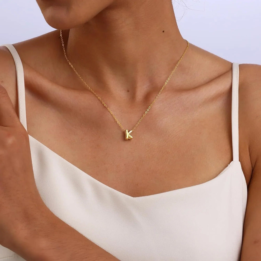 Skanto | Dainty Bubble Letter Initial Necklace