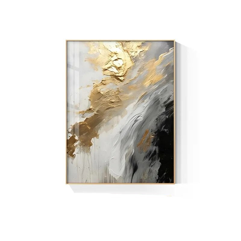 Svart Grå Gylden Storm Tykk Pensel Maling Lærret Utskrift Veggkunst Fin Kunst Giclee Utskrift Bilder For Luksus Stue Hotellrom Hjemmekontor Dekor | Skanto