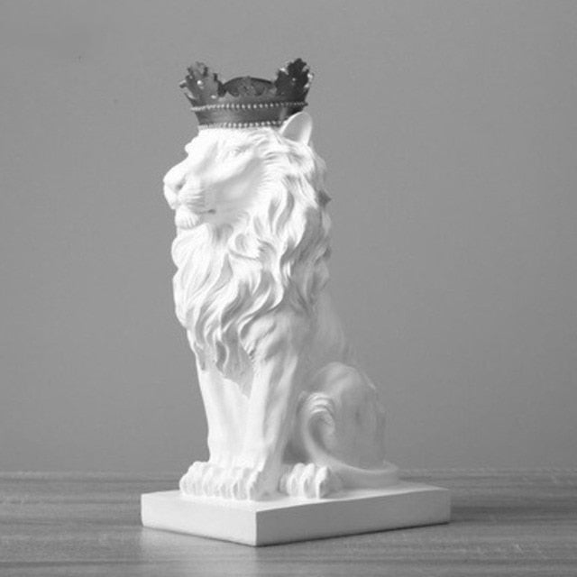 Skanto Tierfigurer Harz Krone Løve Statue håndlaget Kunstverk Gave Hjem Kontor Dekor Ornament Stue Skrivebord Hjem Dekor