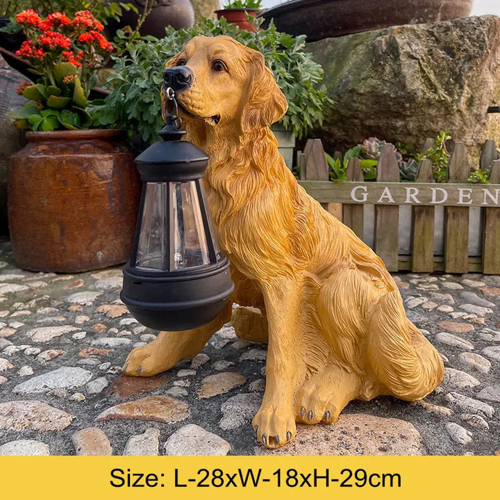 Solenergidrevet utendørs harpiks hundestatue lampe | Skanto