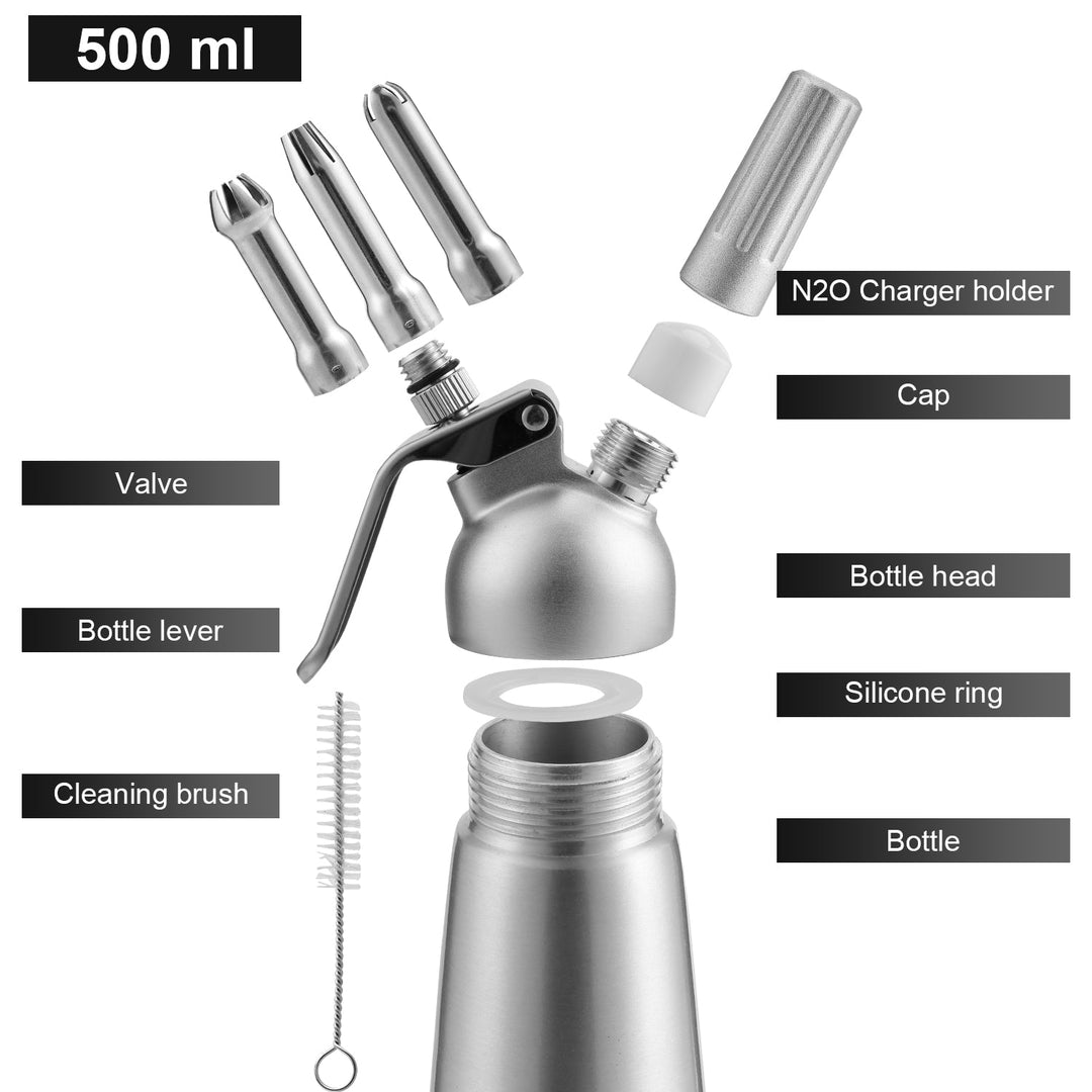 Sahnespender Alu med 3 dyser 500ml | Skanto