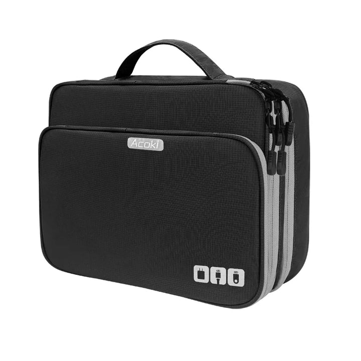 Skanto | Elektronikk Organisator TECHNIVO LayerPro | 3-Lags Kabelpose | Vanntett & Stor Volum | For iPad, Ladere & Tilbehør