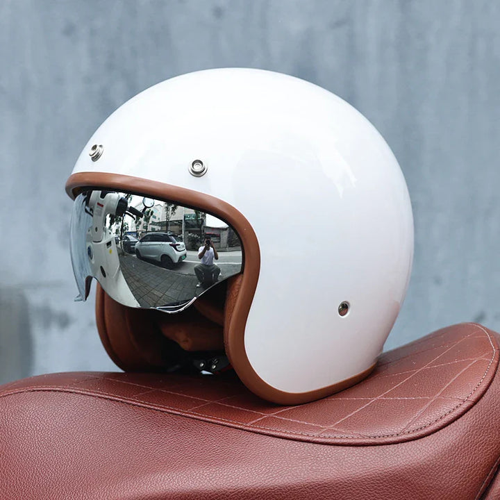 Frendorf | Retro Motorsykkel Hjelm 3/4 Åpen Ansikt – Valor