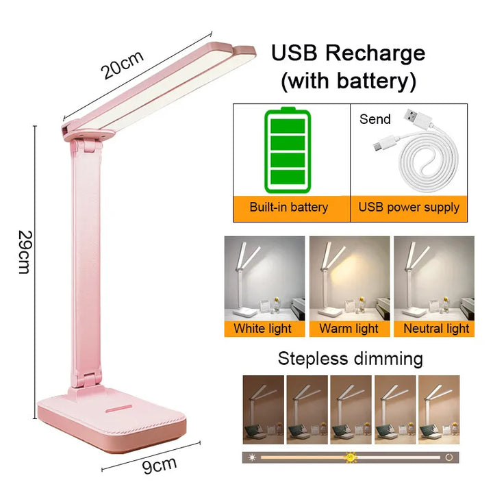 Skanto | LumiFold | LED Skrivebordslampe | 3 Lysnivåer & Berøringskontroll | USB Oppladbar & Sammenleggbar