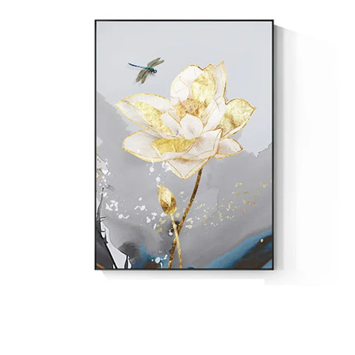 Moderne abstrakte florale veggkunst Fine Art lerrettrykk blå grå botaniske bilder for stue soverom veggkunst dekor | Skanto
