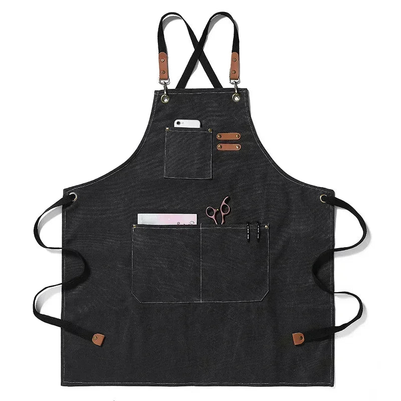 Canvas forkle med lommer, justerbart, Unisex | Skanto