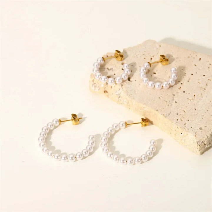 Skanto | Elegant C Hoop Perle Øredobber