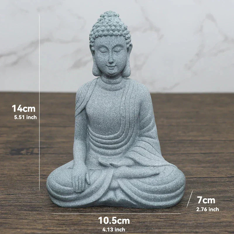 Skanto | Buddha Stein Statue Liten Buddhiste Munker Tibetansk Buddhisme Figurer Zen Hage Ornament Meditasjon Hjem Akvarium Dekorasjon