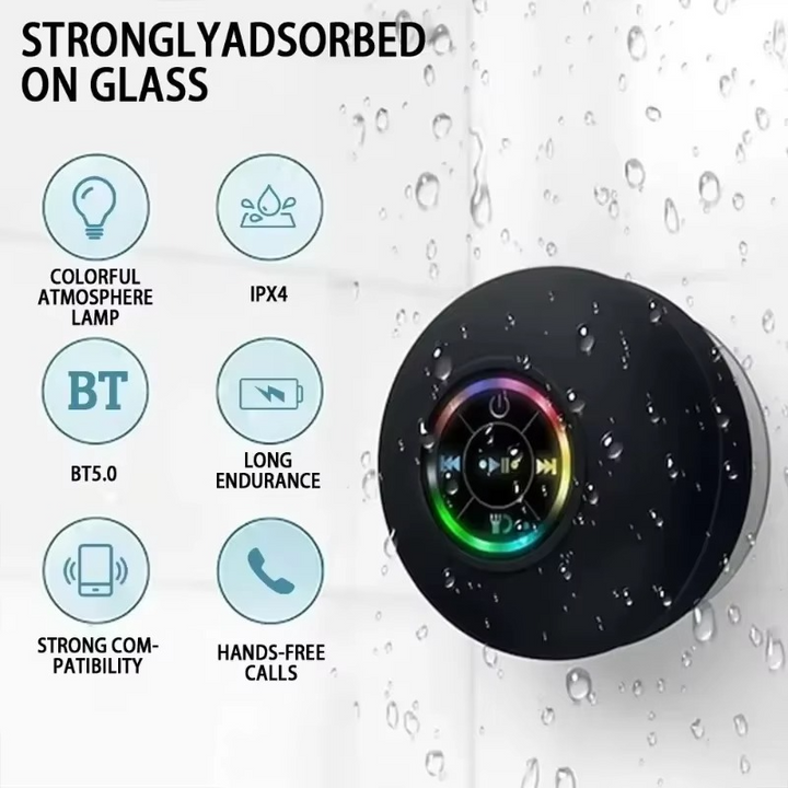 Skanto | Vanntett Bærbar Bluetooth Høyttaler med LED-Lys og Sugekop