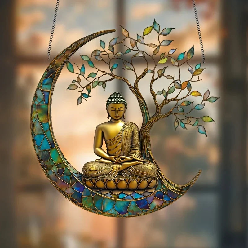 Skanto | Akryl Solfanger ZenLight | 2D Buddha Dekor | Vindu- & Boligtilbehør | Spirituell Romdesign