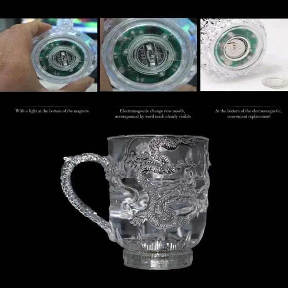Skanto | 1 stykke fargeforandrende luminescerende LED dragekrus vannaktiverte lys øl kaffe melk te vin whiskey bar kopp reise kreativ gave