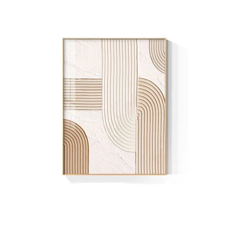 Moderne Abstrakt Beige Geometriske Linjer Veggkunst Fine Art Lerretsutskrifter Bilder For Stue Spisestue Hjemmekontor Dekor | Skanto