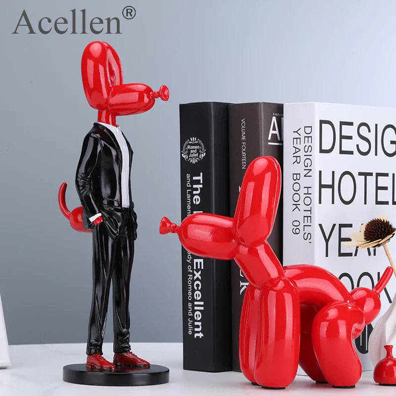 Skanto Ballon Hund Statue Harz Skulptur Hjem Decor Moderne Nordic Hjem Dekorasjon Tilbehør for Stue Dyr Figurer
