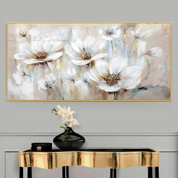 Stor Hvit Blomster Abstrakt Veggkunst Fine Art Lerretsutskrifter Moderne Botaniske Bilder For Stue Hotellrom Soverom Kunst Dekor | Skanto