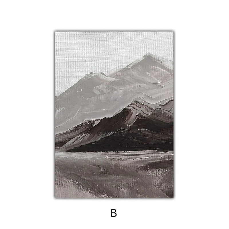 Abstract Grå Fjell Landskap Veggkunst Fine Art Lerretsutskrifter Bilder For Moderne Leilighet Stue Spisestue Kunst Dekor | Skanto