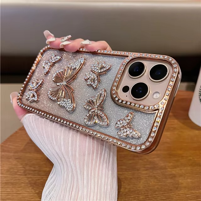 Skanto | Luksus Glitter Sommerfugl Rhinestone Sak for iPhone