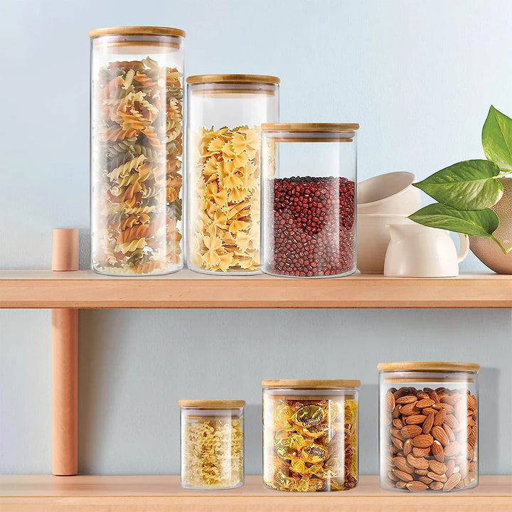 PureVorrat Glass Container Set – Oppbevaringskrukker med Trellokk | Tett og Stilfull | Moderne Kjøkkenoppbevaring | Skanto