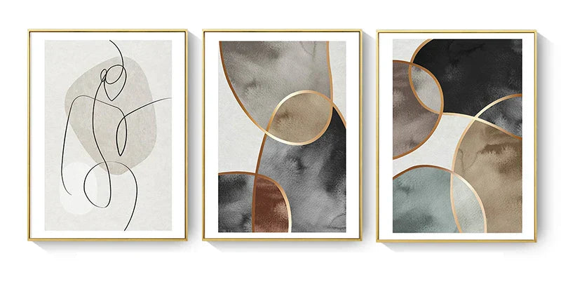 Skandinavisk Minimalistisk Geometrisk Mørke Nøytrale Farger Veggkunst Fine Art Lærred Utskrifter Moderne Abstrakte Bilder For Stue Hjem Dekor | Skanto