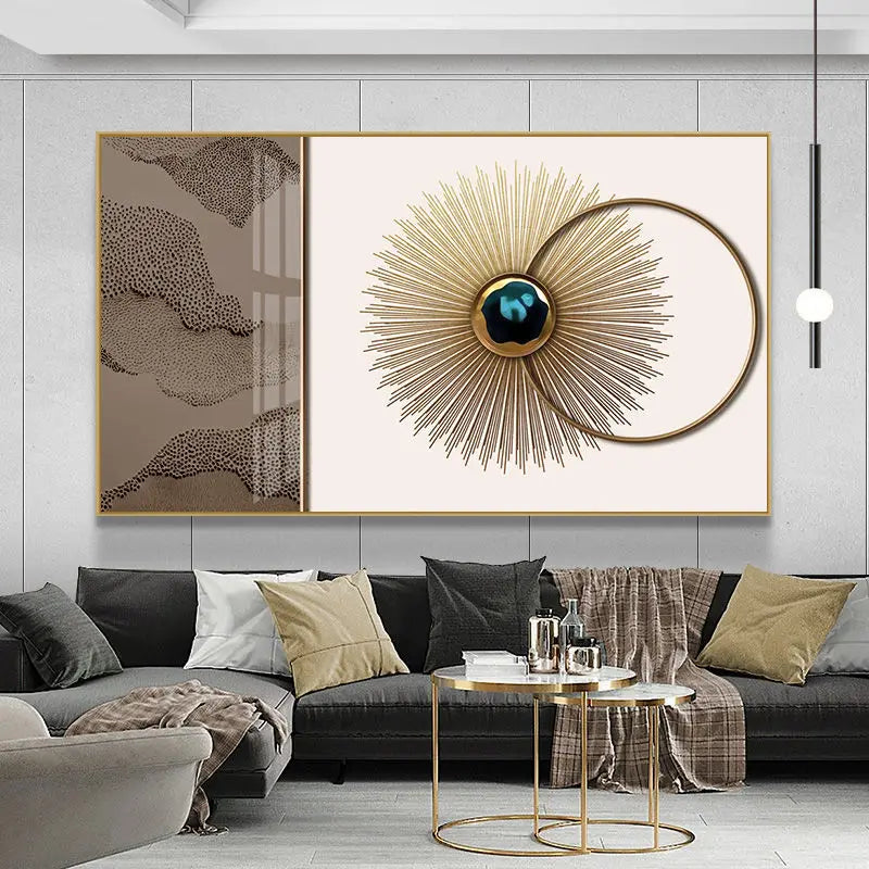 Moderne Estetikk Abstrakt Sol & Måne Veggkunsts Fine Art Lerretsutskrifter Bilder For Luksus Loft Stue Spisestue Livsstil Kunst Dekor | Skanto