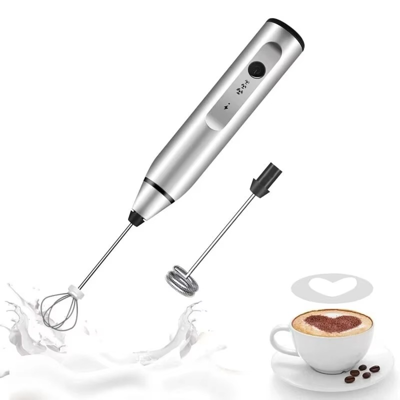 Tragbarer elektriske USB-Milchaufschäumer, Handkaffeebesen og Mini-Lebensmittelmixer