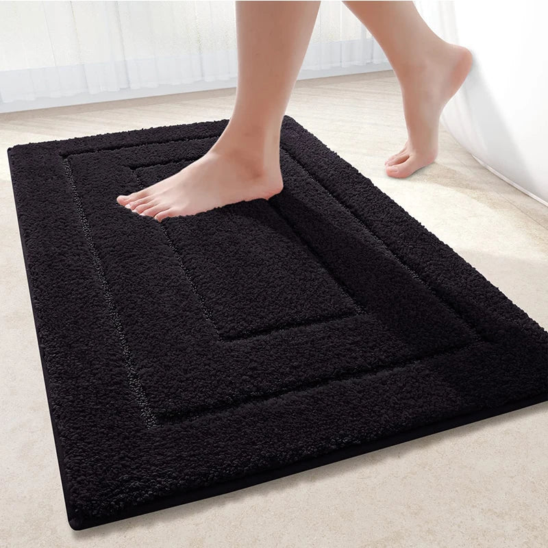 Baderomsmatte Mikrofiber Anti-Sklipp – Dobbeltlag Badmatte | Svært Absorberende & Myk | Komfort Dørmatte | Skanto