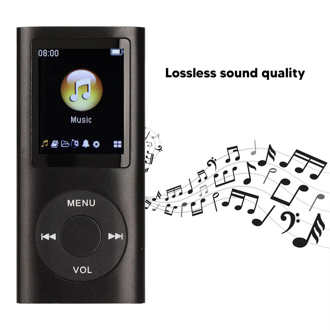 Kompakt MP3-spiller med 1,8-Zoll-LCD-skjerm.