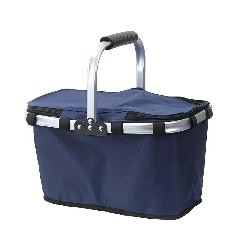 Skanto | ThermaTrip Sammenleggbar Kurv | Isolert Piknikkurv med Aluminiumsfolie & Håndtak | 3-fold Sammenleggbar | For Utflukt, Park, Shopping & Reise