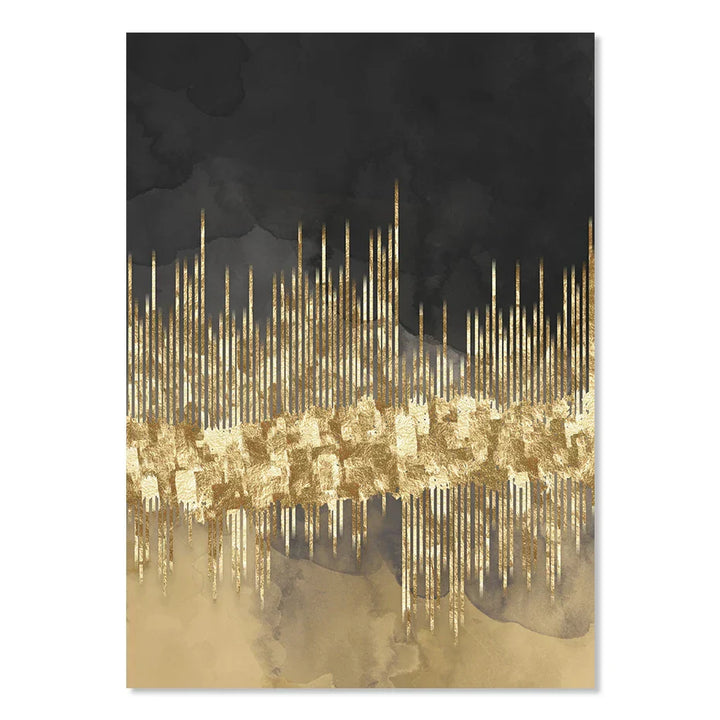Abstract Golden Cityscape På Svart Akvarell Lerret Trykk Vegg Kunst Lys Luksus Bilder For Stue Soverom Hjemmekontor Dekor | Skanto