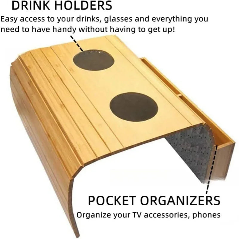 Minimalistisk bambus-sofa-armstøtte-organizer