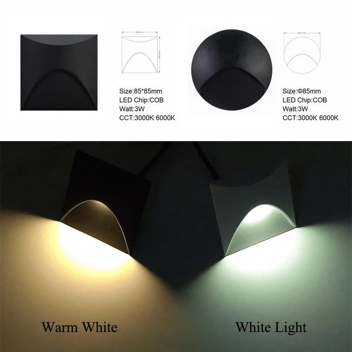 Skanto | Moderne vanntett IP65 LED innfelt vegglampe for utendørs belysning - 3W innebygd trinn- og trapp-balkongportal lys