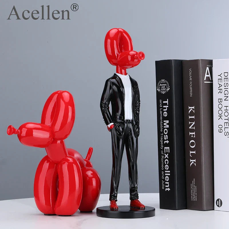 Skanto Ballon Hund Statue Harz Skulptur Hjem Decor Moderne Nordic Hjem Dekorasjon Tilbehør for Stue Dyr Figurer