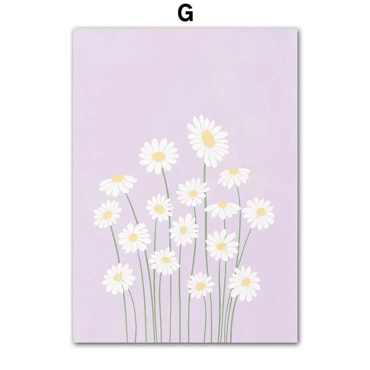 Rosa Lavendel Daisy Blomst Marked Plakater Veggkunst Fine Art Lerret Utskrifter Pastell Blomster Bilder For Stue Soverom Kunst Dekor | Skanto