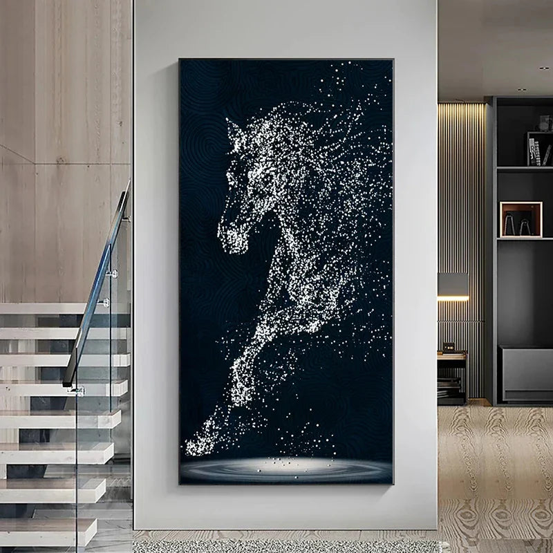 Minimalist Abstrakt Lys Splash Hest Veggkunst Fin Kunst Lærred Utskrifter Equestrian Bilder For Moderne Stue Entré Foyer Kunst Dekor | Skanto