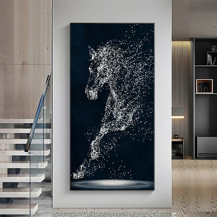 Minimalist Abstrakt Lys Splash Hest Veggkunst Fin Kunst Lærred Utskrifter Equestrian Bilder For Moderne Stue Entré Foyer Kunst Dekor | Skanto