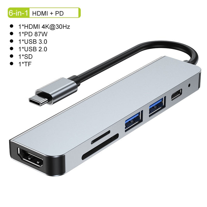 Skanto | Thunderbolt 3 USB-C Hub med HDMI, PD, SD/TF for MacBook Air M1 og iPad Pro