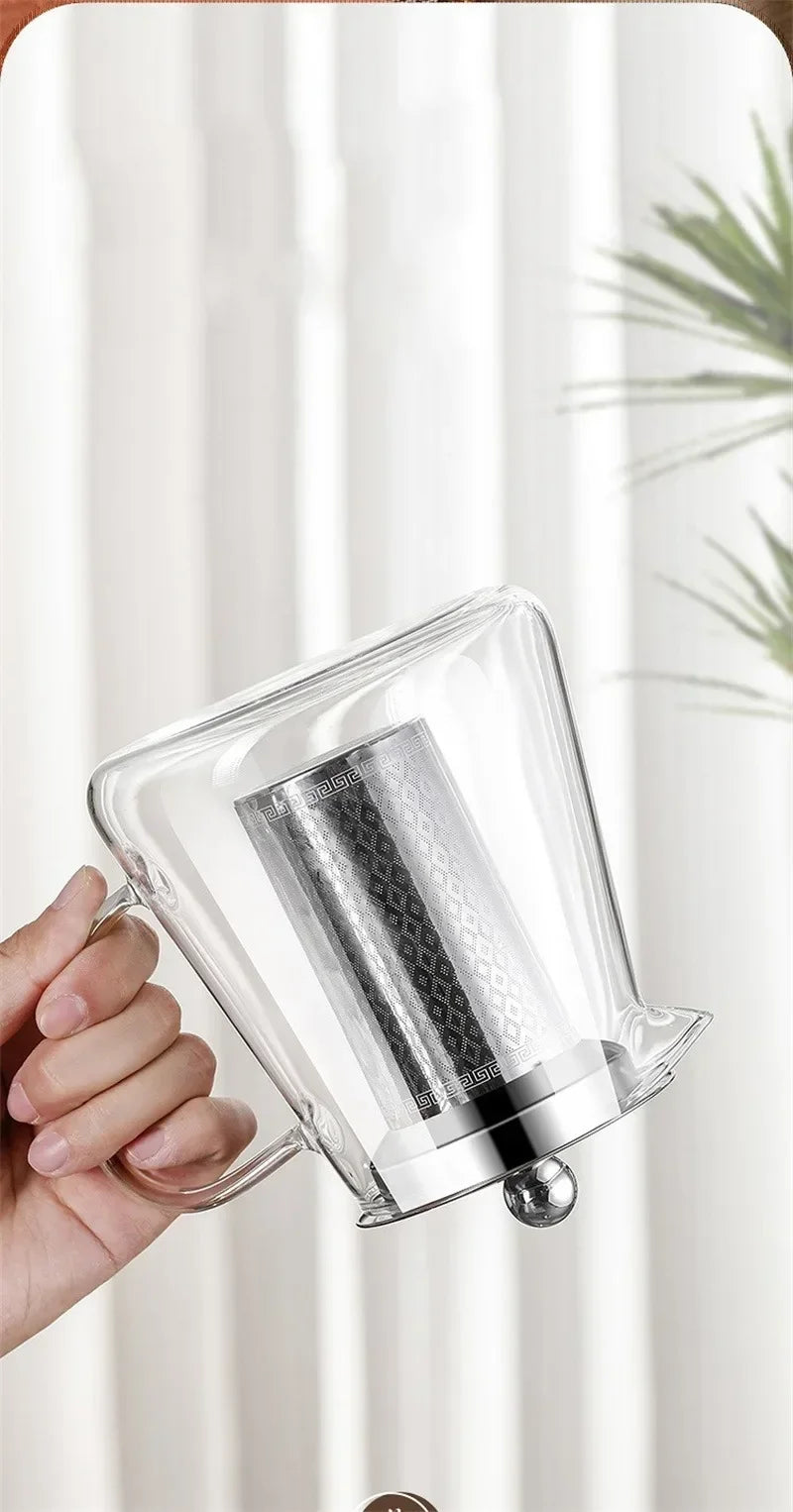 Skanto | 450ml-950ml Varmeresistent Glass Teapot – Rustfritt Stål Tefilter, Blomsterkjele for Kung Fu Te, Puer og Oolong Te
