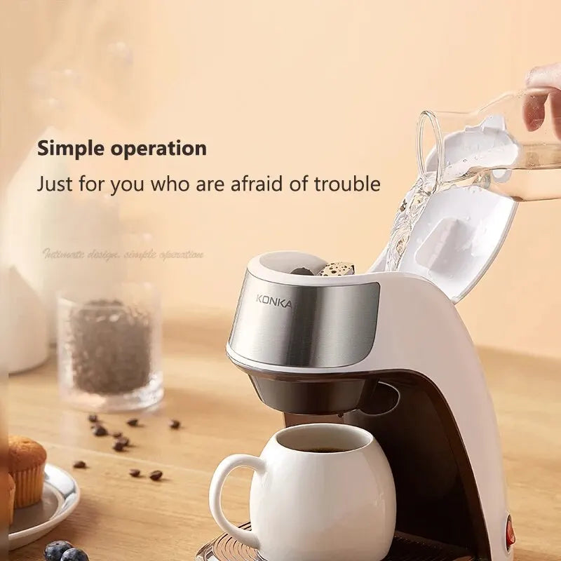 Skanto | KONKA Kaffemaskin 2 i 1, Te og Kaffe Pulver, Flere Dråper, Kafé, Rask Oppvarming, Kontor og Hjem, 220 V, Enkel å Bruke