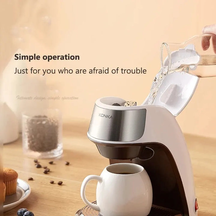 Skanto | KONKA Kaffemaskin 2 i 1, Te og Kaffe Pulver, Flere Dråper, Kafé, Rask Oppvarming, Kontor og Hjem, 220 V, Enkel å Bruke