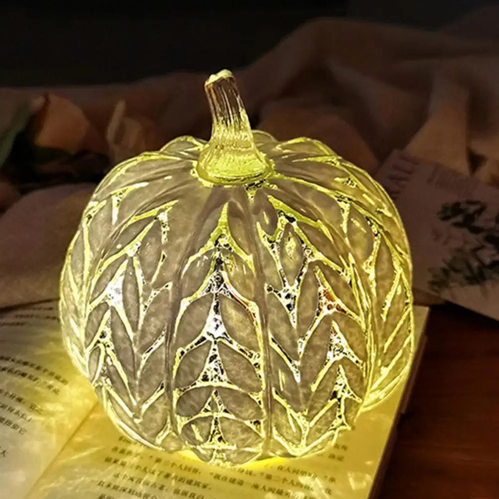 Skanto | Aurelia Glow Glass Pumpkin Decoration | Starry Sky Design | LED- og timerfunksjon | Høst & Halloween