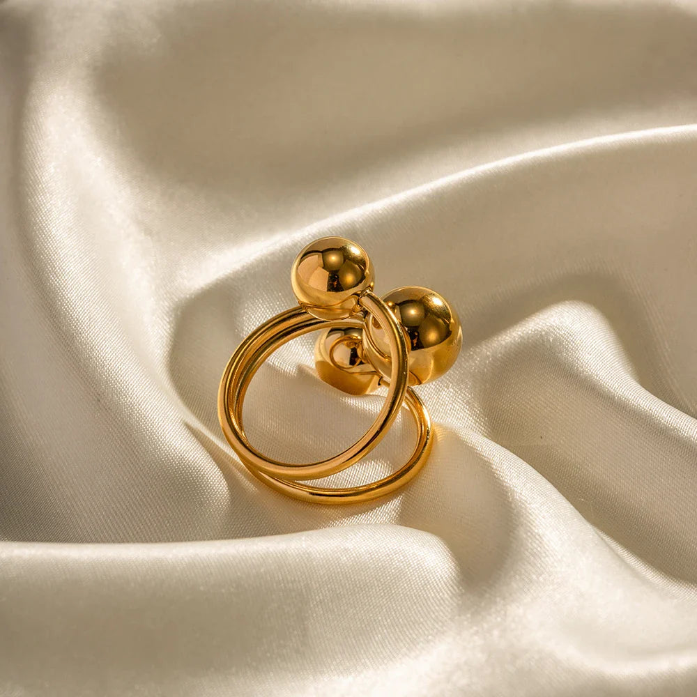 Skanto | 18k Bold Tre Kule Åpen Ring
