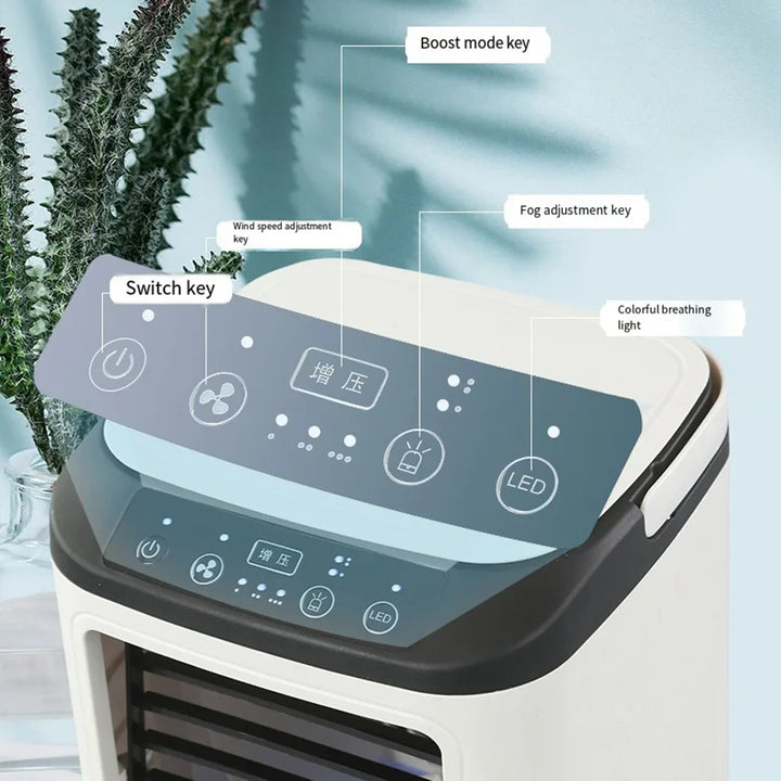 USB Bærbar Mini Air Conditioner Vifte – 3-Hastighets Skrivebords Kjølevifte med LED Nattlys, Luftkjøler for Hjemmet, Kontoret og Camping | Skanto