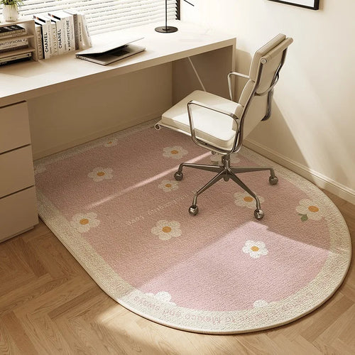 Skanto | Rund Kontorstolmatte 100cm – Beige Stripete Sklisikker Teppebeskytter