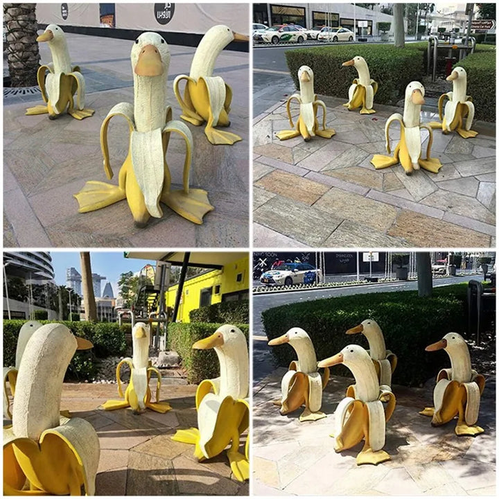 BananaDuck Dekorfigur – Lekne Harpiksdekorasjon for Innendørs eller Utendørs | Skanto