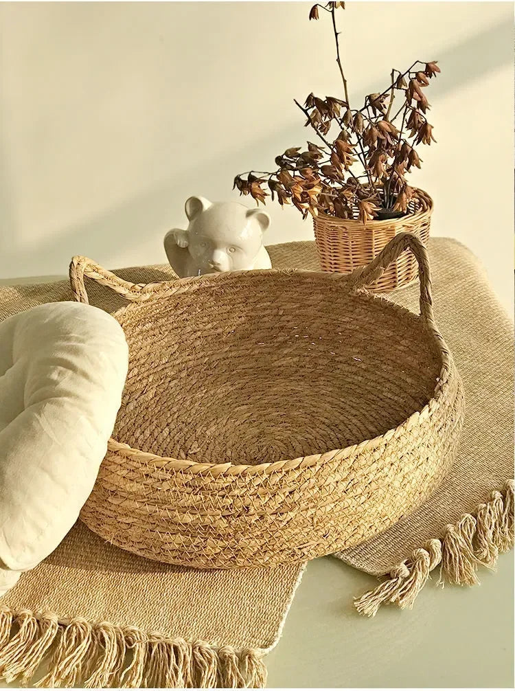 Rattan kattekurv håndlaget & vaskbar Skanto